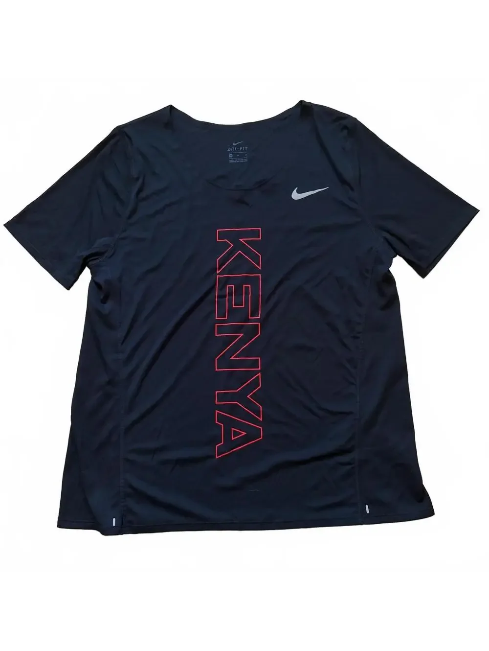 Nike Team Kenya City Sleek Running Top CV0385-010 Black Women's Size Medium